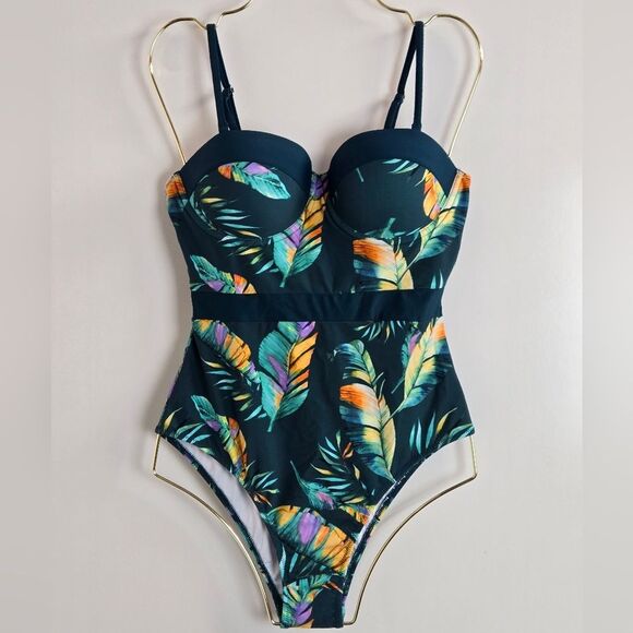 Cupshe Tropical Moulded Cup One Piece Bathing Suit NEW - Picture 9 of 9